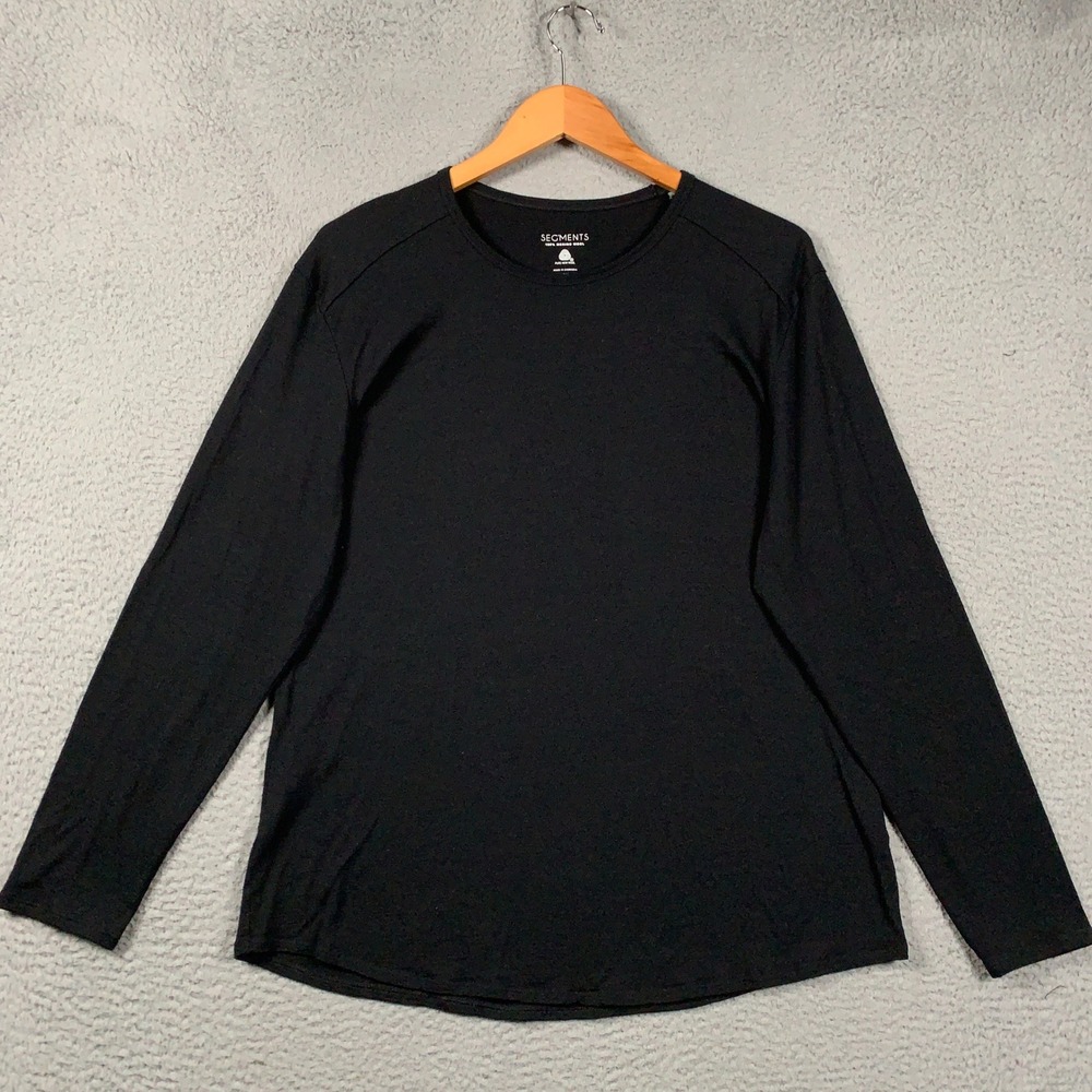 Segments Merino Wool Top Womens XXL 2X Black Crew Long Sleeve Thermal Base Layer